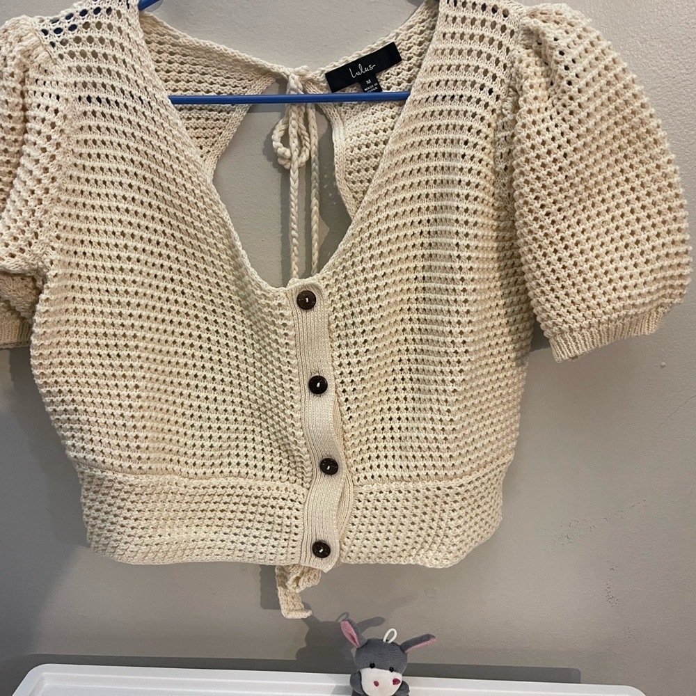 Lulus Cream Knit Button-Up Cardigan